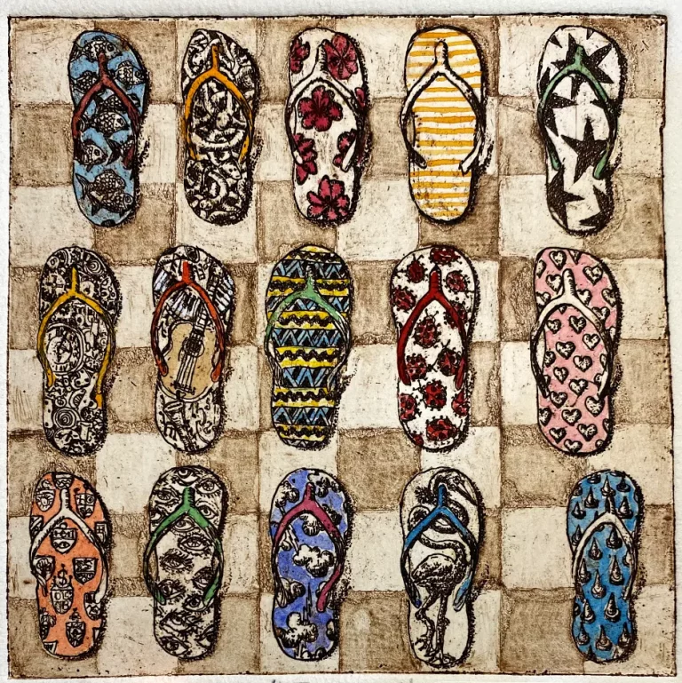 Leon Pericles' Thongs - Kitsch Collection Hand coloured collograph Product