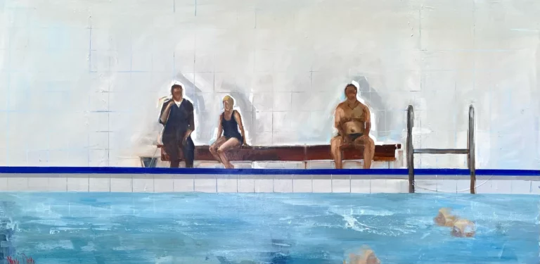 Nicole Pletts' "People at the pool" Acrylic Painting Product