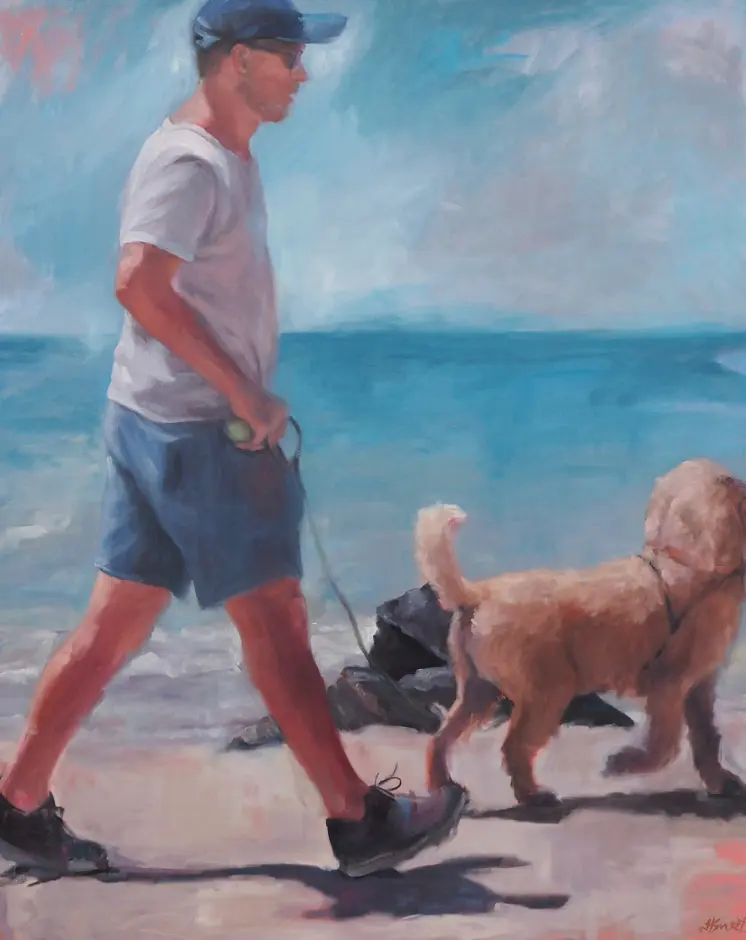 Jane Smeets' "Daily Walks" Oil on canvas painting original art for sale product