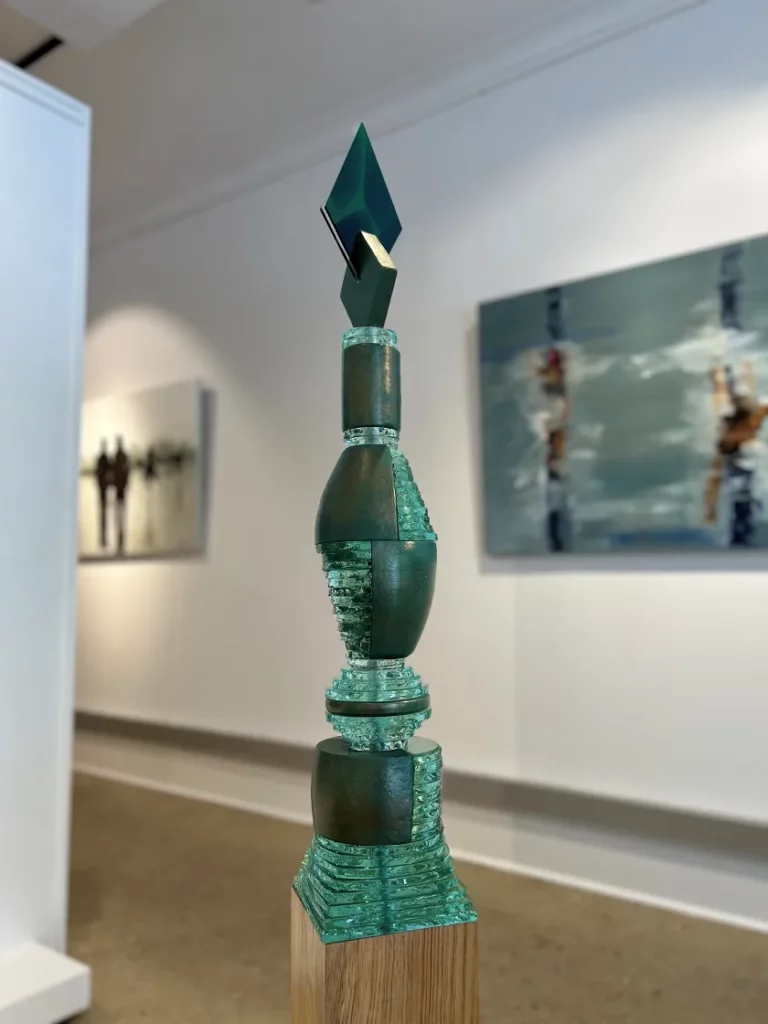 Lindy & Vaughan's "Verde" Stacked Glass Sculpture original art for sale product