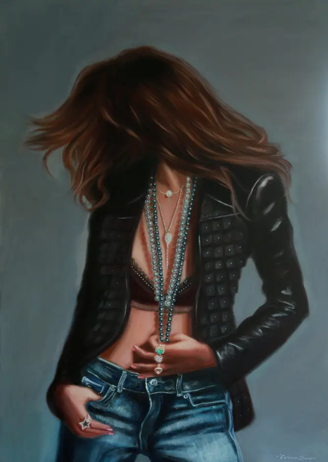 Corinne Lewis "Forever In Blue Jeans" Oil on Linen painting original art for sale product