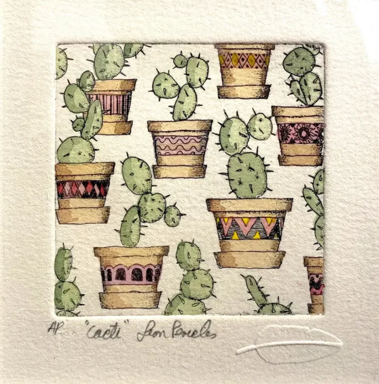 Leon Pericles' "Cacti - Congregated Images" Hand Coloured Etching