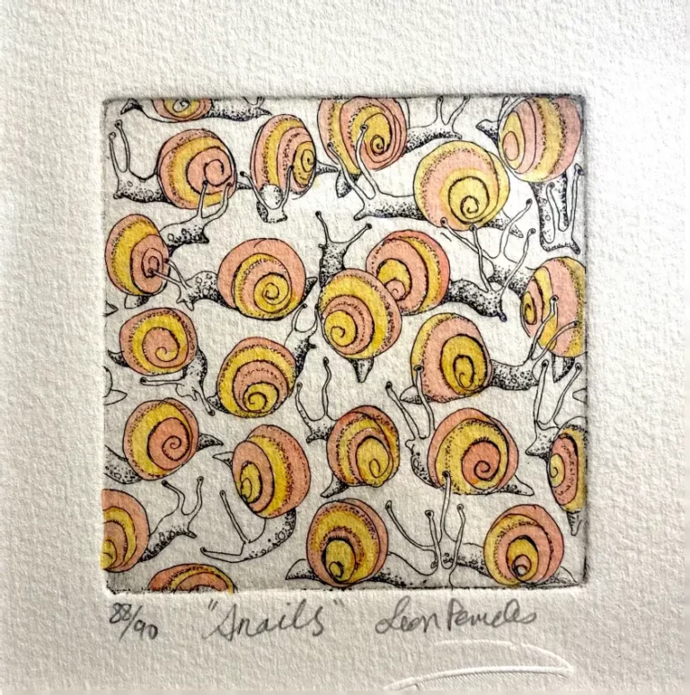 Leon Pericles' "Congregated Creatures – Snails" Hand Coloured Etching