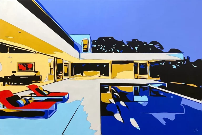 Dainis Zakis' "Poolside Living" Acrylic on Canvas original painting for sale product
