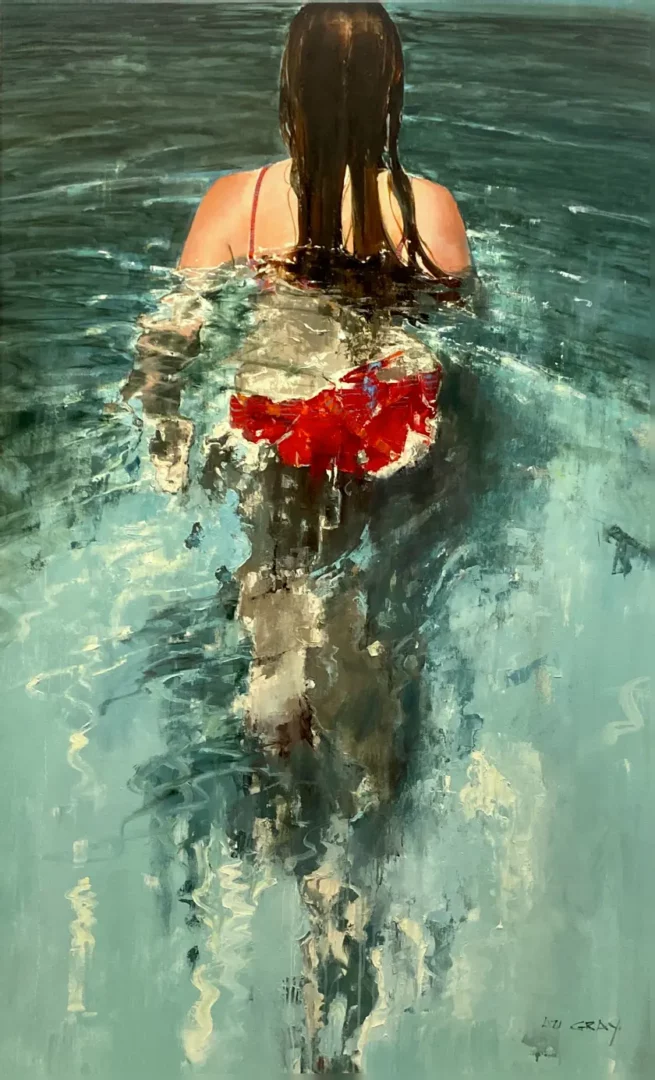 Liz Grey' "Night Swim" Oil on Canvas original painting for sale product