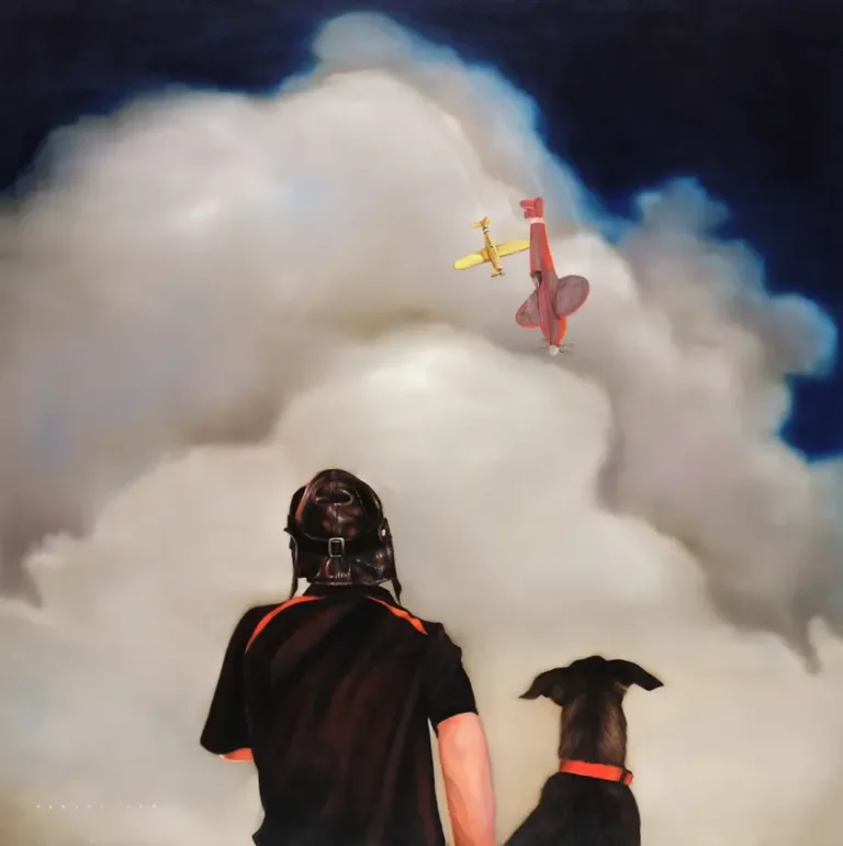 Tara Spicer "Dog Fighting 101" oil on canvas original painting for sale product