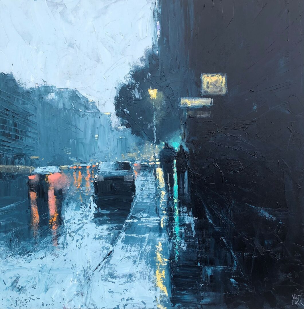 Mike Barr's "Winter Light – Waymouth Street" Acrylic on Canvas painting original art for sale product