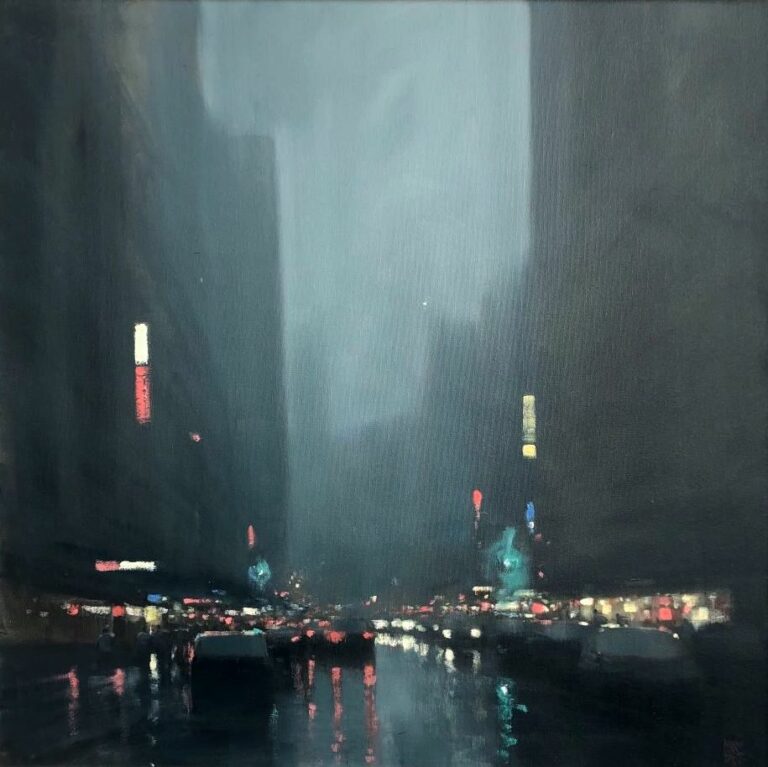 Mike Barr's "City Lights" Acrylic on Canvas painting original art for sale product