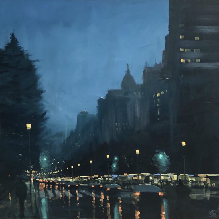 Mike Barr's "Lights on The Promenade" Oil on Canvas painting original art for sale product