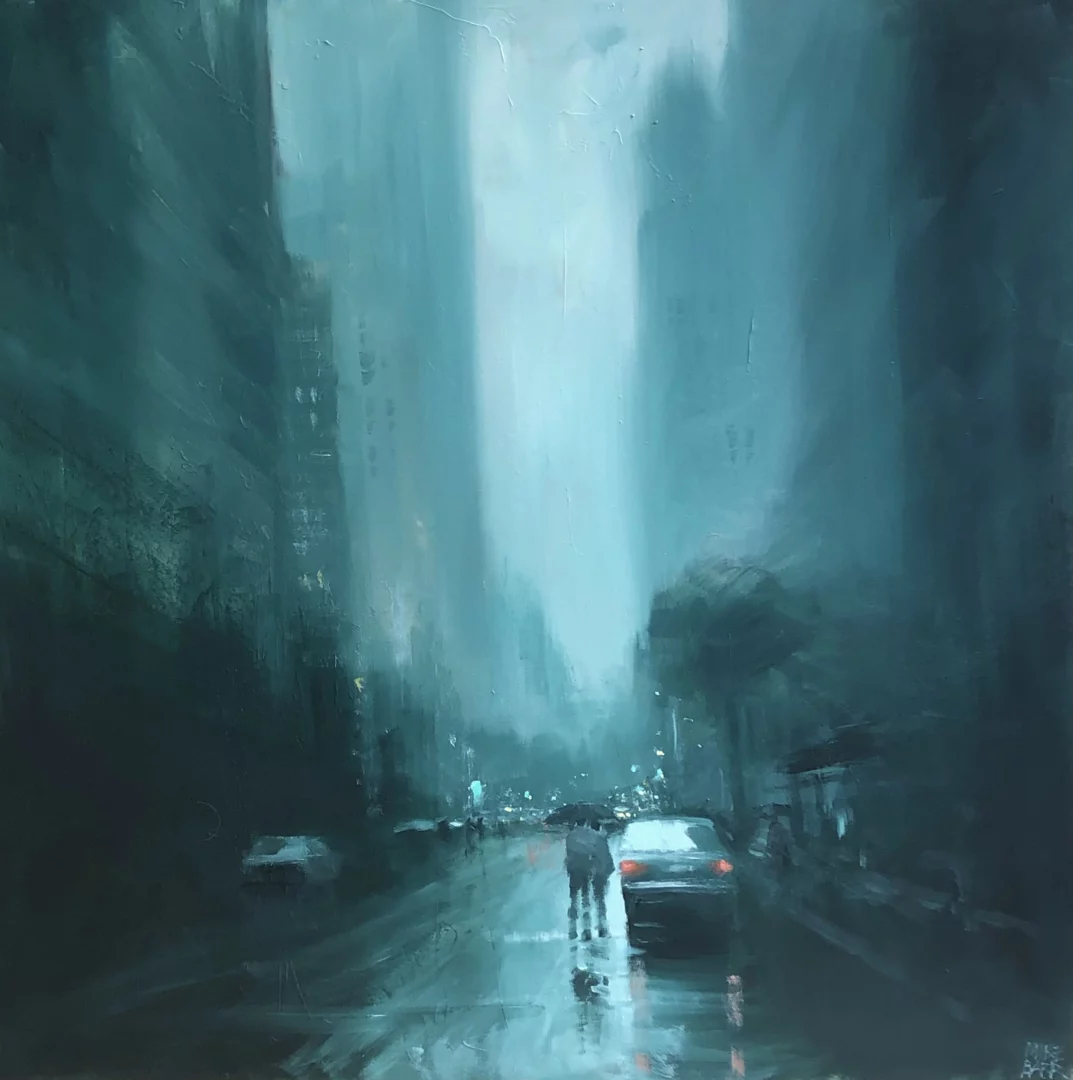 Mike Barr's "Couple at Pirie st" Acrylic on Canvas 90 x 90 cm copy artwork for sale