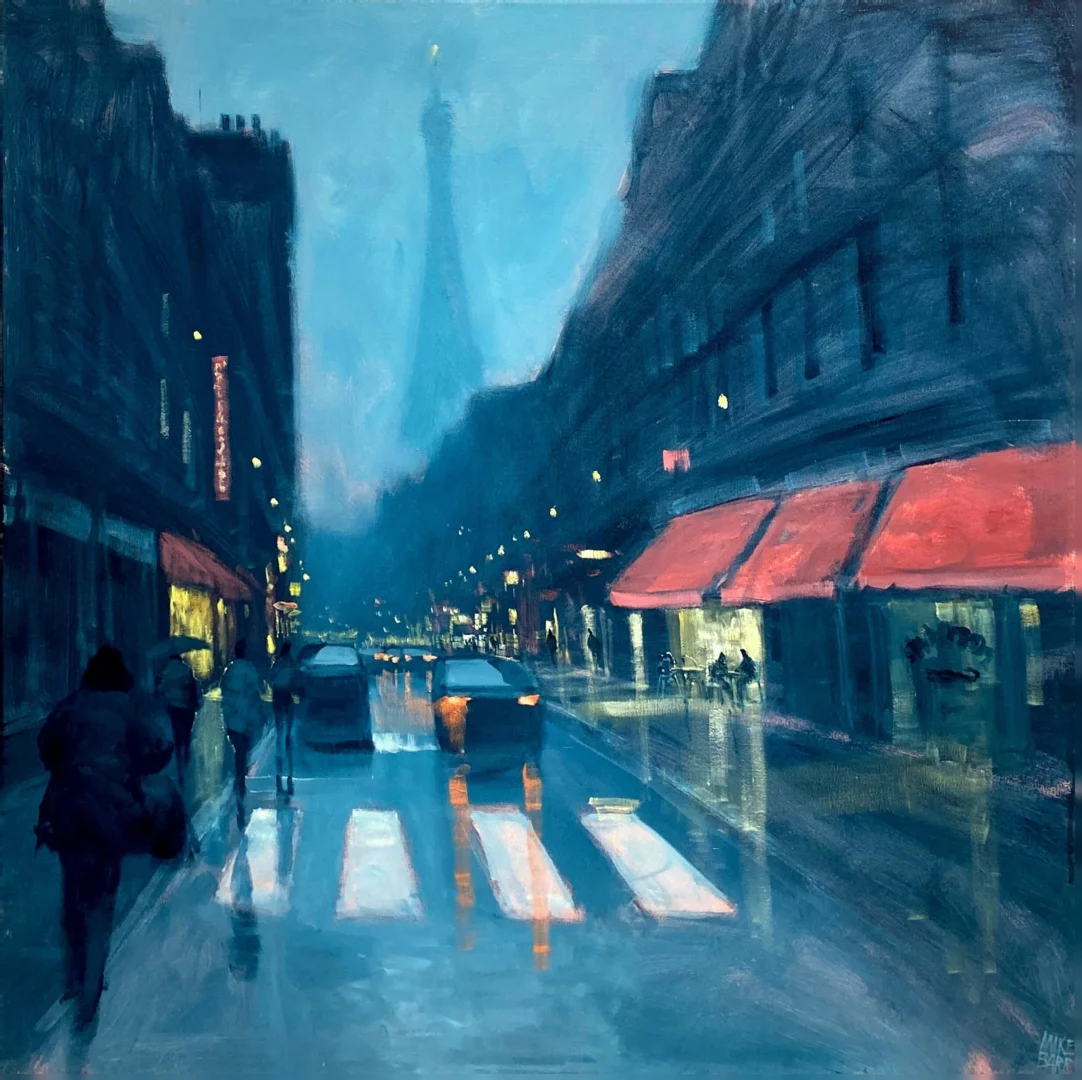 Mike Barr's "Late Coffee in Paris" Acrylic on Canvas artwork for sale