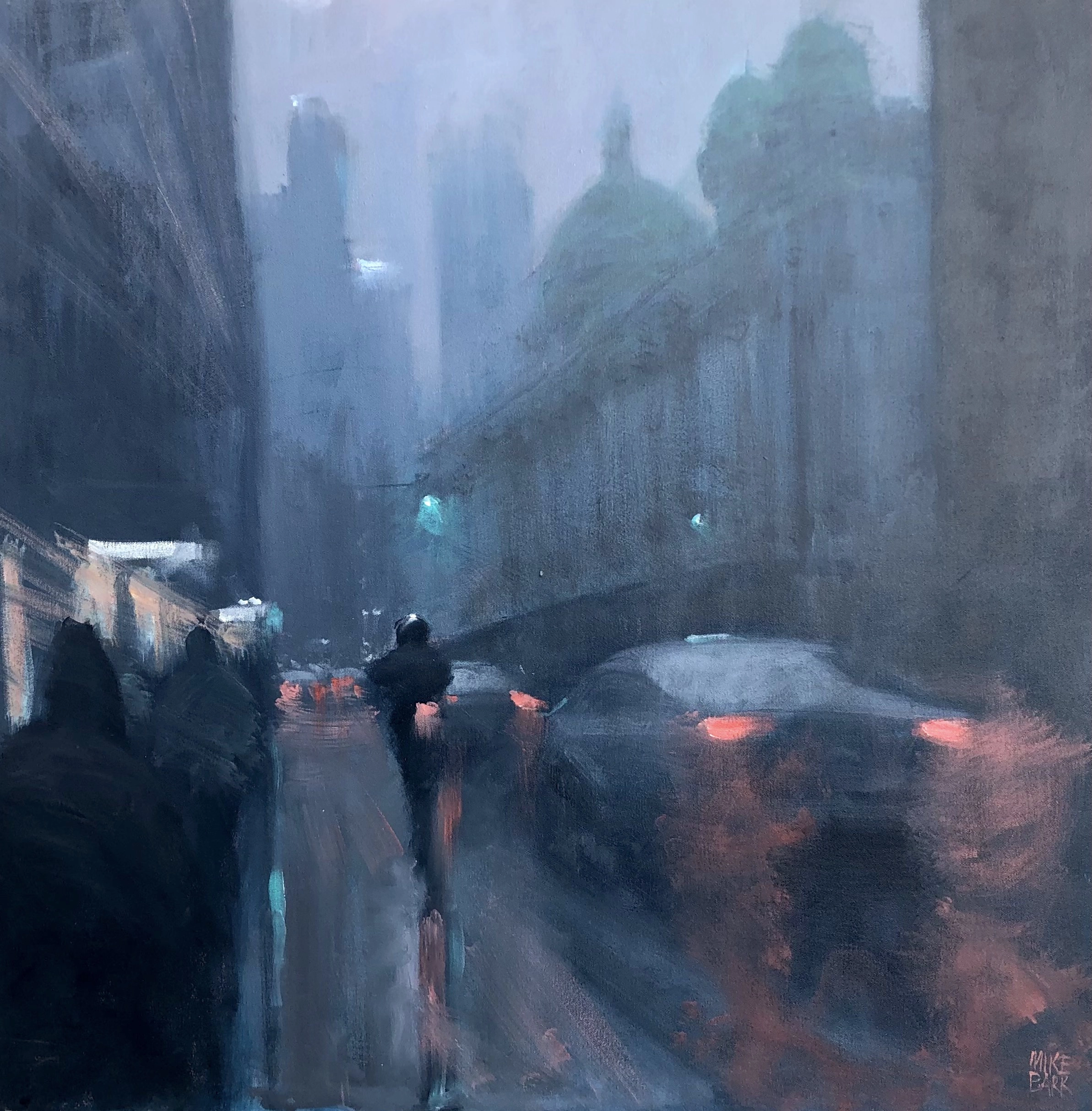 Mike Barr's "Motorbike on George st" Acrylic on Canvas artwork for sale