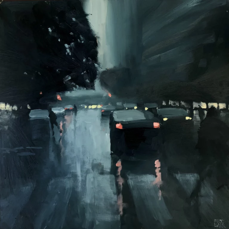 Mike Barr's "Prie St Showers" Acrylic on Canvas 30 x 30 cm artwork for sale