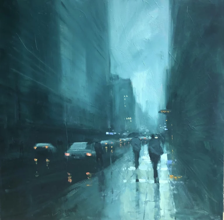 Mike Barr's "Rainy Waymouth st" 90 x 90 cm copy artwork for sale