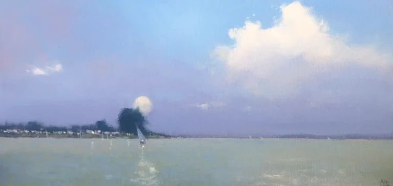 Mike Barr's "Moon River – Goolwa" Oil on canvas artwork for sale