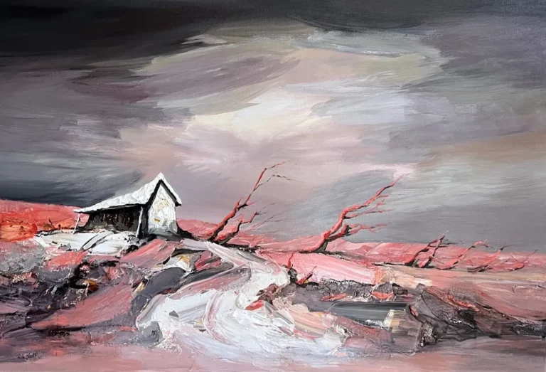 Palla Jeroff's "Desert Hut" Oil on Linen artwork for sale